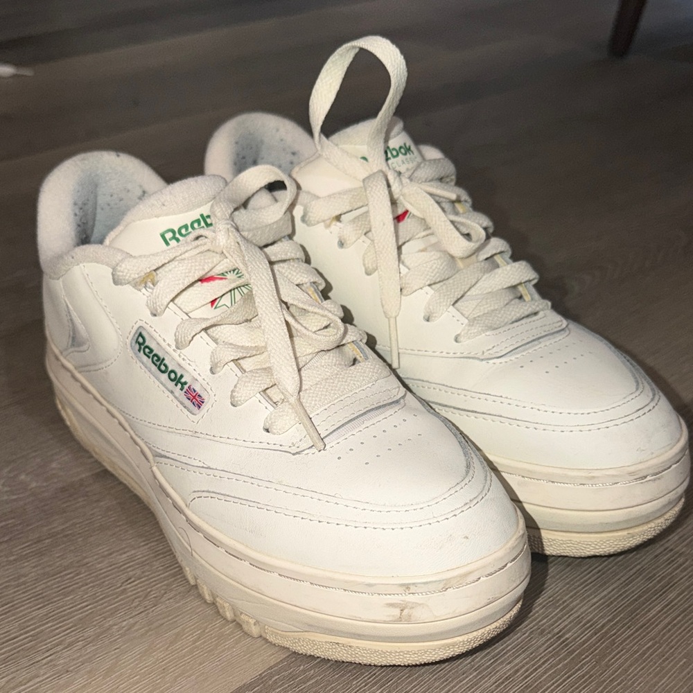 Reebok Cream Sneakers with Green Accents